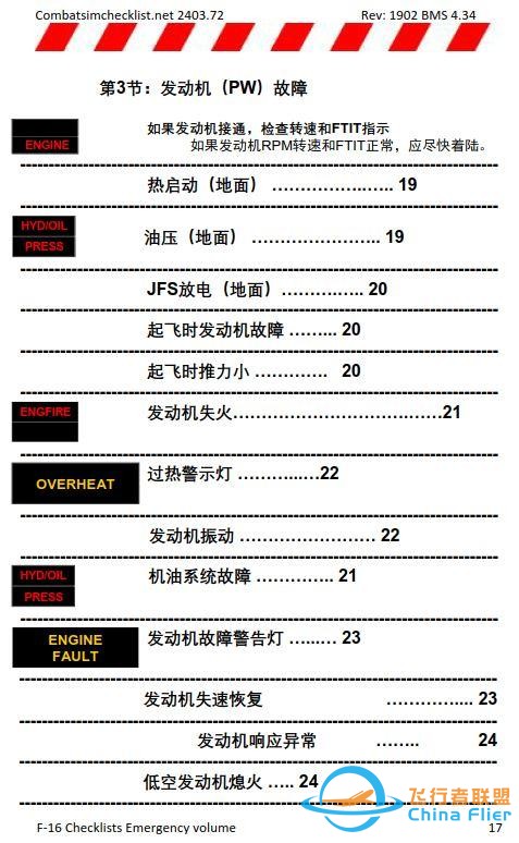 模擬飛行 BMS F-16檢查表應急程序 1.6機油壓力故障-5954 模擬飛行 BMS F-16檢查表應急程序 1.6機油壓力故障-5954