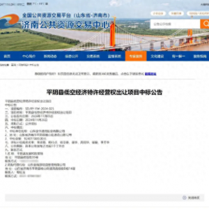 全國首例低空經濟特許經營權出讓，9.24億值不值？